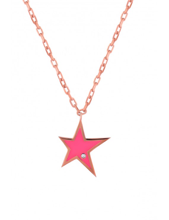 Pembe Mineli Yıldız Kolye